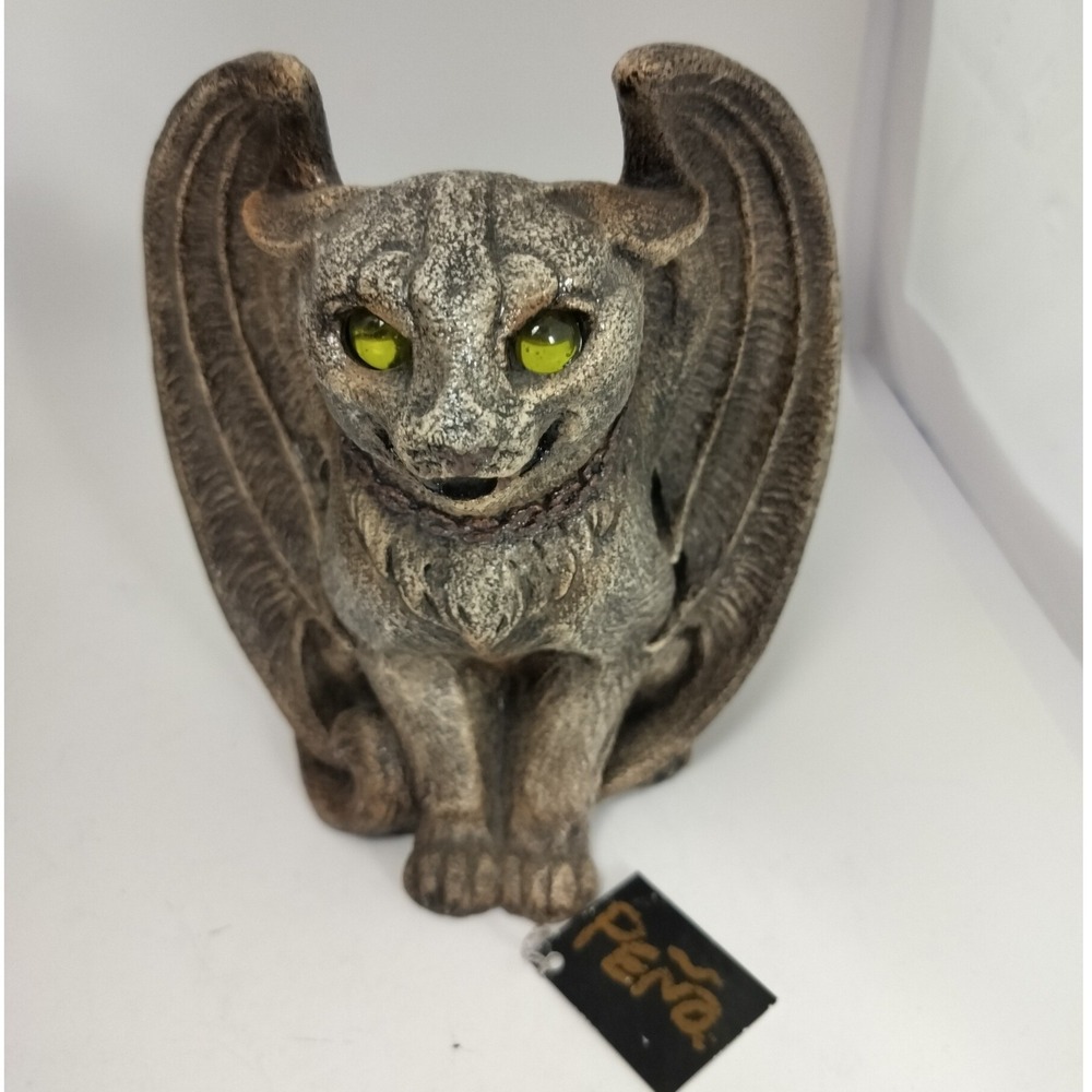Gargoyle Cat Windstone Editions New Vintage Y2K Grey Pena Sculpture Candle Lamp